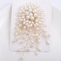 Pearl Spray Brooch with Gold Tone Floral Center Decorative Lapel Accessory view 3