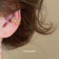 Mixed Crystal Pearl and Cross Ear Cuff Collection in Gold and Silver view 3