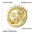 Sun And Moon Face Brooch In Metal With A Sculpted Celestial Face And Radiating Rays view 4
