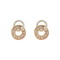 Gold Double Circle Interlock Stud Earrings Baguette Zircon view 5