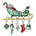 Enamel Sleigh Brooch With Five Christmas Charm Drops view 2