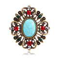 Aqua Gold Tone Flower Metal Brooch Pin for Jackets and Lapels view 1