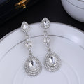 Silver Tone Triple Teardrop Crystal Crystal Metal Dangle Earrings view 5