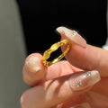 Gold Twisted Open Ring Matte Wave Texture Alloy Band view 1