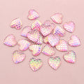 Iridescent Mermaid Scale Heart Resin Cabochons in Nine Colors view 10