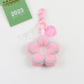 Puffy Fabric Flower Keychain with Acrylic Chain Heart Tag view 6