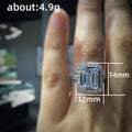 Silver Tone Emerald Cut Halo Crystal Ring view 5