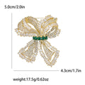 Pave Zircon Bow Brooch Silver or Gold Green Accents view 4