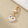 Gold Tone Small Printed Heart Evil Eye Clip Keychains in Six Designs view 5