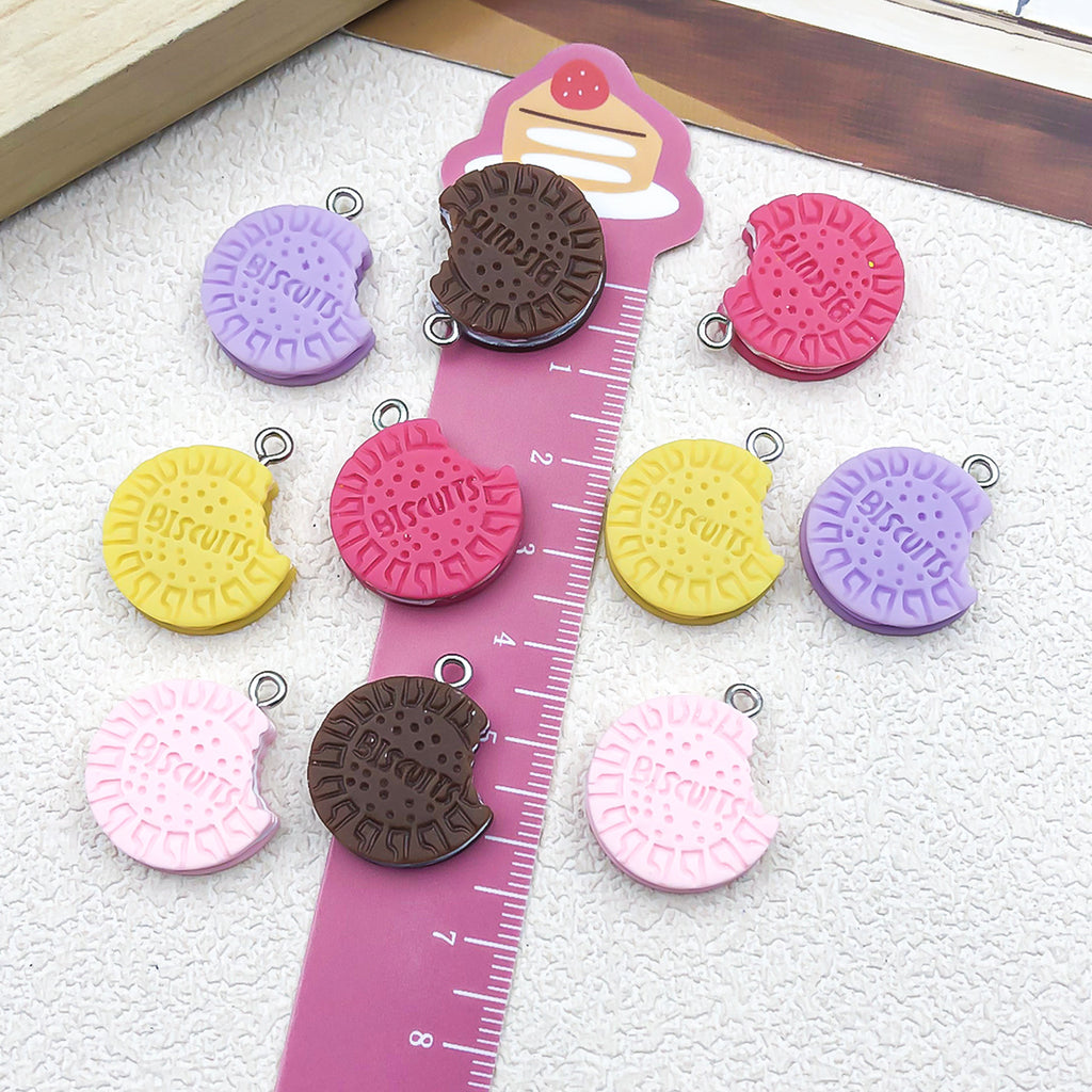 Resin Simulation Oreo Cookie Charm Pendant for DIY Necklace Bracelet Keychain
