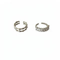 Silver Double Layer Crystal Open Ring Two Piece Set view 5