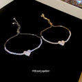 Silver Pave Heart Crystal Adjustable Tennis Bracelet view 4
