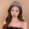 Two Silver Tone Clear Crystal Tall And Low Crown Tiara Headbands view 7