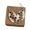 Antique Silver Tone Open Oval Multicolor Hook Earrings view 5