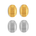 Ribbed Oval Dome Stud Earrings Gold Steel Finishes view 5