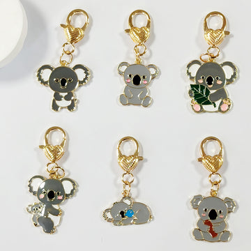 Gold Tone Enamel Koala Heart-Clasp Charms in Six Designs