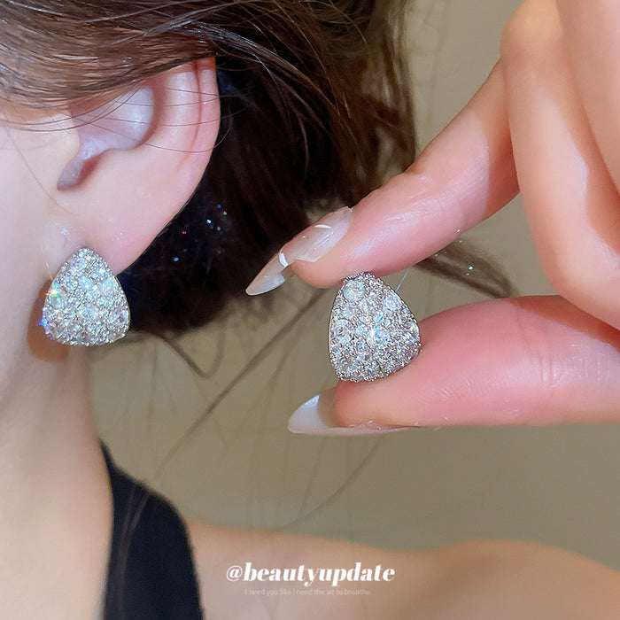 Pavé Crystal Teardrop Stud Earrings in Silver Tone