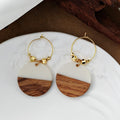 Round Wood and Resin Hoop Drop Earrings in Five Colors view 3
