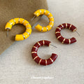 Striped Enamel C Hoop Earrings with Distinctive Textured Details view 3