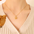 Gold Rose Arch Frame Pendant Necklace Single Zircon Accent view 6
