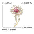 Crystal Dandelion Flower Brooch in White and Purple view 4