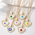 Gold Frame Heart Resin Evil Eye Pendant Necklaces 7 Colors view 1