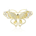 Gold Tone Openwork Butterfly Brooch With Clear Crystals view 1