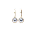 Gold Halo Round Clear Crystal Drop Earrings Lever Backs view 5