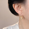 Gold Filigree Square Pearl Drop Earrings Teardrop Studs view 2