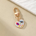 Gold Tone Small Printed Heart Evil Eye Clip Keychains in Six Designs view 3