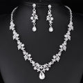 Black Silver Tone Crystal Floral Garland Crystal Metal Necklace and Earring Set view 6