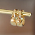 Star-Cutout Engraved Small Hoop Earrings In Gold Tone view 1