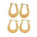 U Shape Hoop Earrings Mesh Stripe Texture Gold Steel view 5