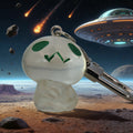 Glow-in-the-Dark Green-Eyed Alien Figure Keychains in Seven Poses view 9