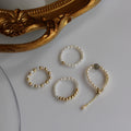 Gold Bead White Pearl Stretch Beaded Ring One Sold Style view 4