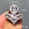 Pear-Shaped Halo And Marquise Two-Ring Set In Silver Tone view 5