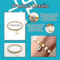 White Cross Bead Bracelet With Gold-Tone Oval Cross Charm view 2