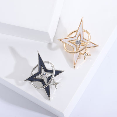 Geometric Four Point Star Brooch isolated front view