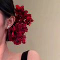 Deep Red Fabric Flower Cluster U Pin Hair Stick 1 Style view 2