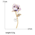 Enamel Flower Stem Brooch With Pearl in Purple or Yellow view 5