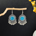 Silver Filigree Crystal Tassel Drop Earrings Boho Nine Styles view 6