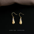 Gold Tone Teardrop Drop Earrings Clear Crystal Cluster view 1