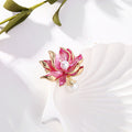 Pink Gold Tone Lotus Metal Brooch Pin for Jackets and Lapels view 4