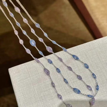 Silver Tone Crystal Station Necklaces in Six Colors