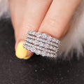 Silver-Tone Five-Row Round Clear Cubic Zirconia Wide Band Ring view 3