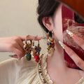 Colorful Beaded Floral Hoop Earrings in Two Palettes view 2