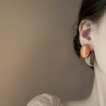Color Block Geometric Statement Stud Earrings With Decorative Metal Accents view 2