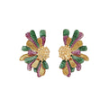 Gold Tone Large Glitter Daisy Stud Earrings in Three Colors view 5