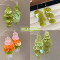 Layered Disc Cluster Earrings in Green and Rainbow Colors view 2