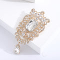 Large Crystal Statement Brooch Emerald Cut Drop Pendant Pin view 1